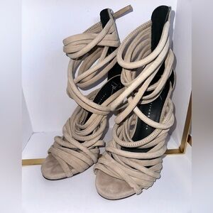Guiseppe Zanotti Suede Beige Sandals Size 37